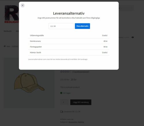 Tillgängliga Leveransalternativ för WooCommerce